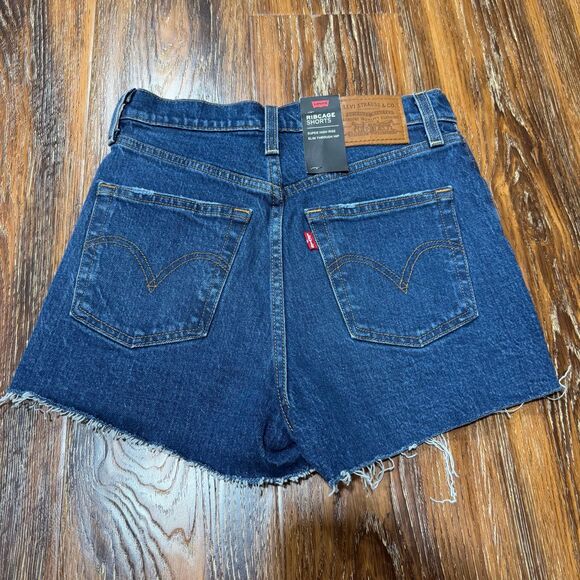 NEW Levi's Size 26 Ribcage Cutoff Daisy Duke Denim Shorts High Rise Vintage Fit - Picture 2 of 4
